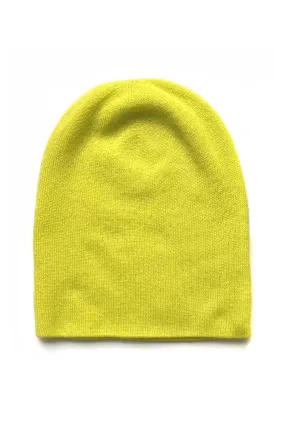 Neon yellow green cashmere beanie hat for Women