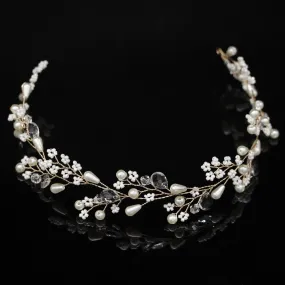 New Fashion Pearl Flower Vine Tiara Bride Hair Ornaments Wedding Accessories