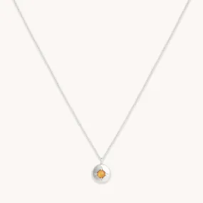 November Citrine Birthstone Necklace in Solid White Gold