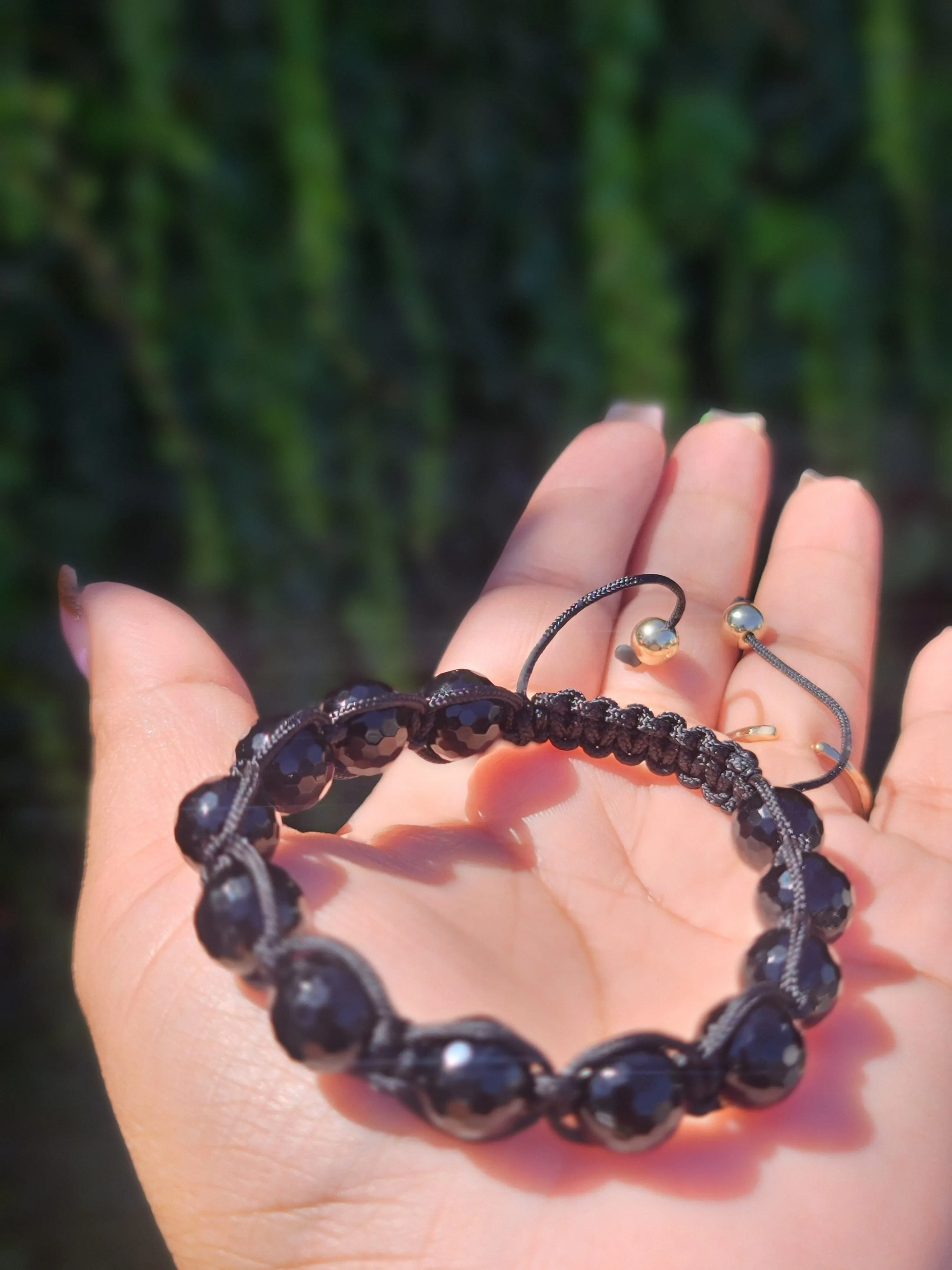 Onyx Macrame 14kt Gold Bracelet