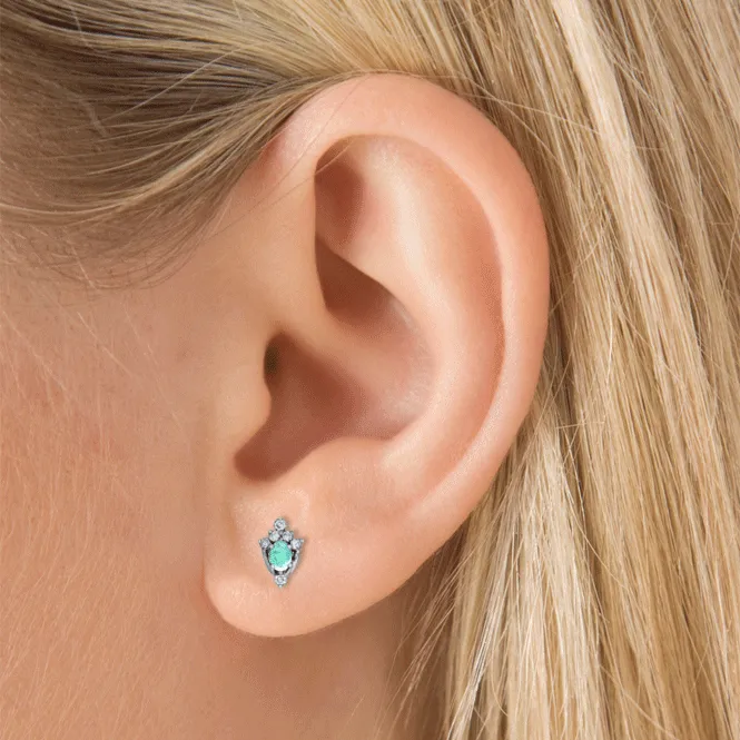 Opal and Diamond MT Tiara Earstud by Maria Tash in 18K Yellow Gold. Butterfly Stud.