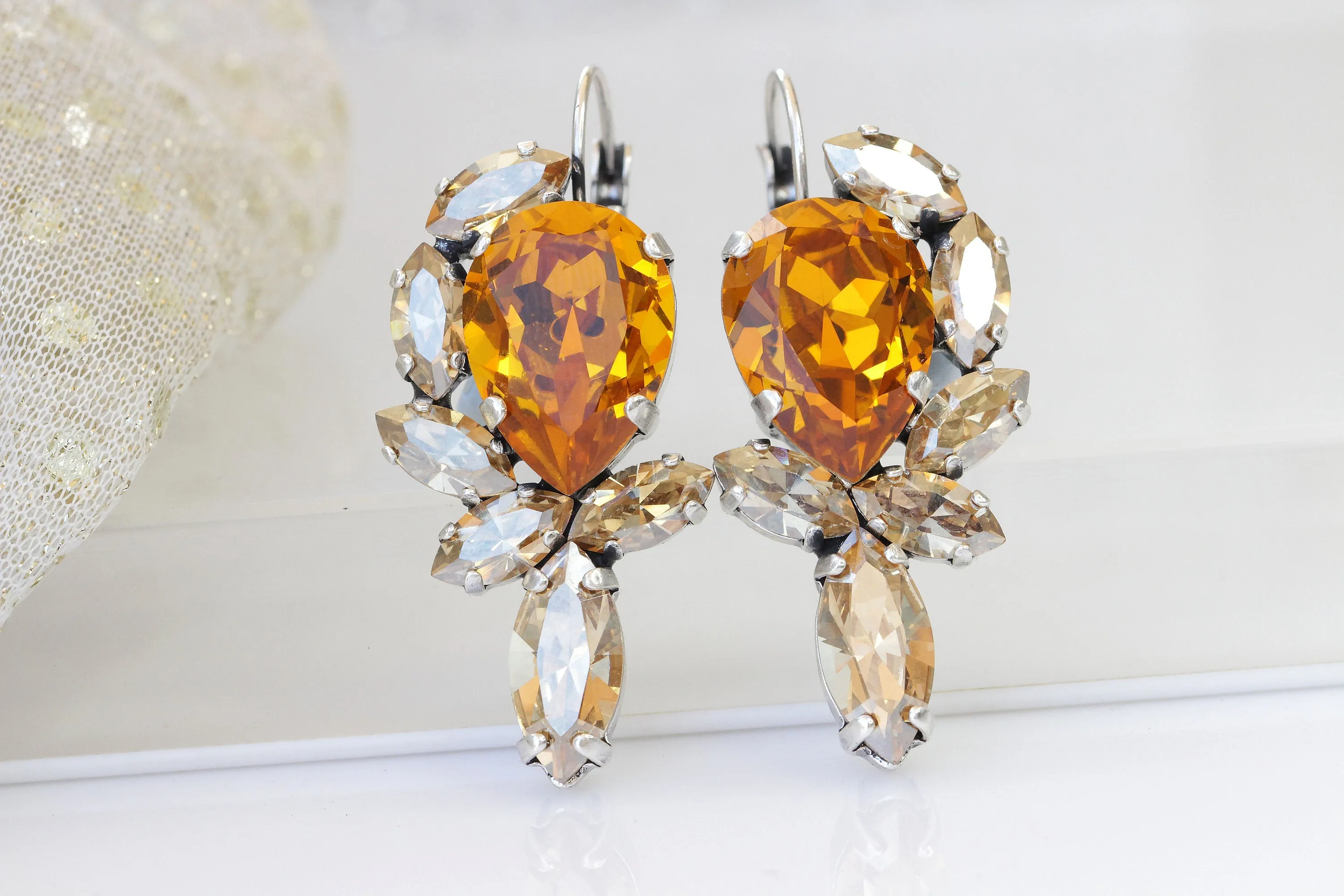 ORANGE GOLD EARRINGS