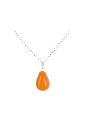 Orange Jade Teardrop Gemstone Necklace