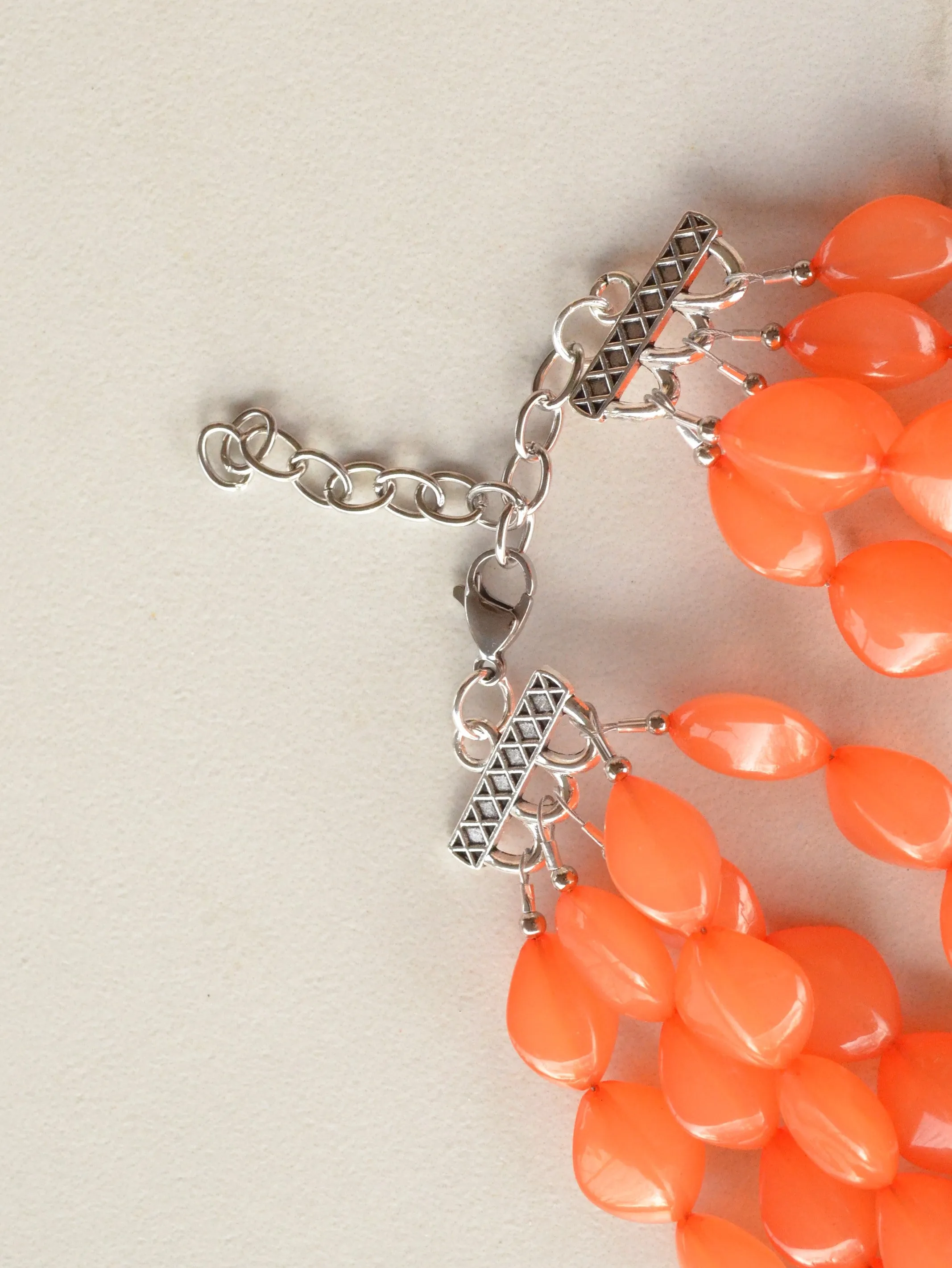 Orange Statement Lucite Beaded Chunky Multi Strand Necklace - Minnie