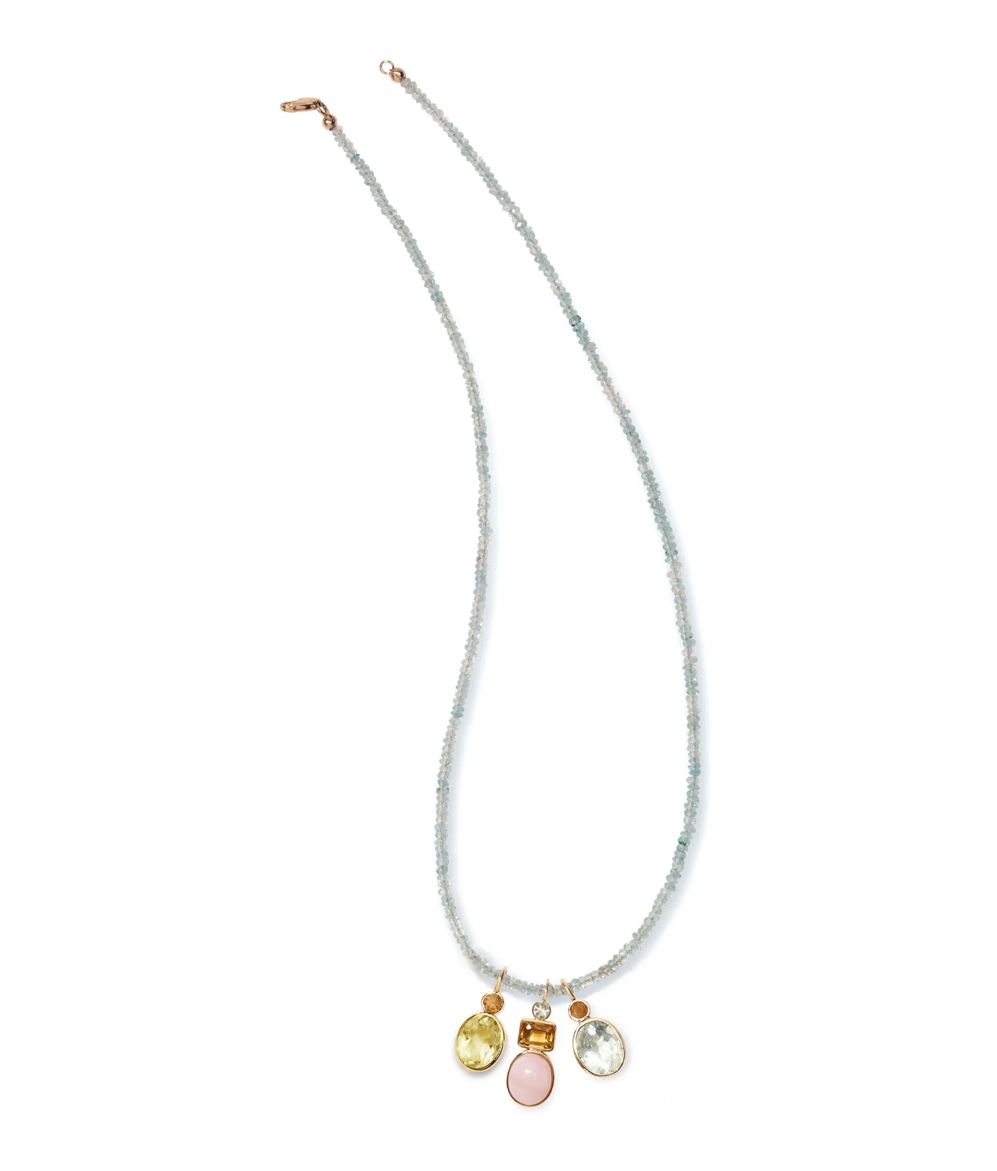 Oval 14k Gold Necklace Charm in Citrine & Lemon Quartz