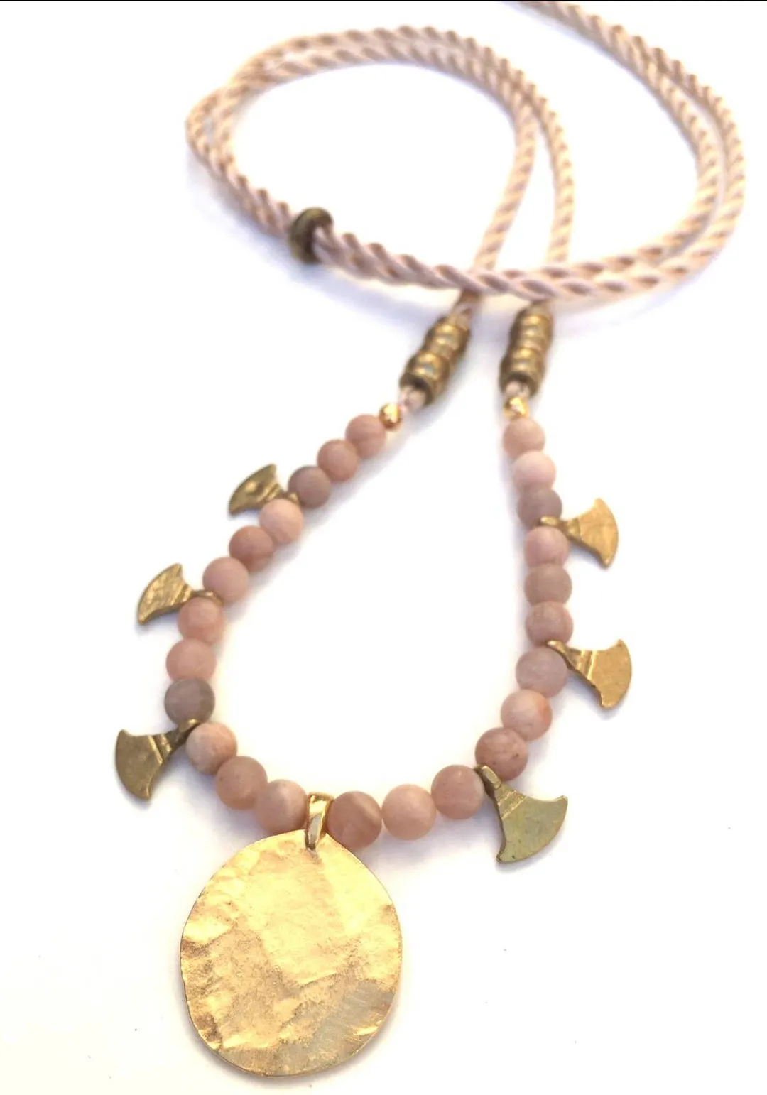 Peach Moonstone Coin Necklace