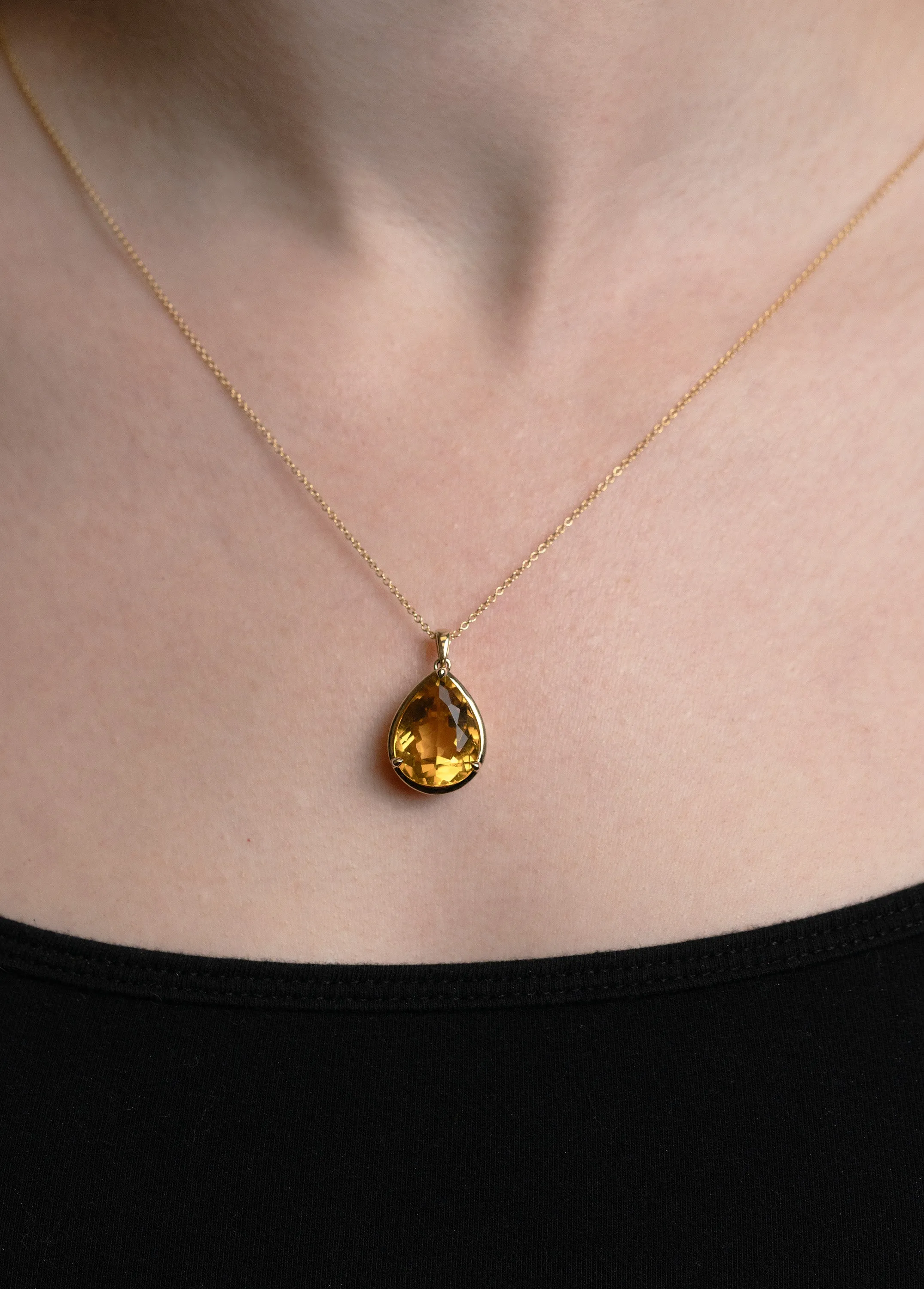 Pear-Cut Citrine Statement Pendant