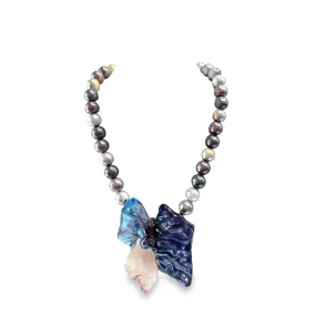 Pearl and Blue Glass Necklace by Melanie Davies Persia