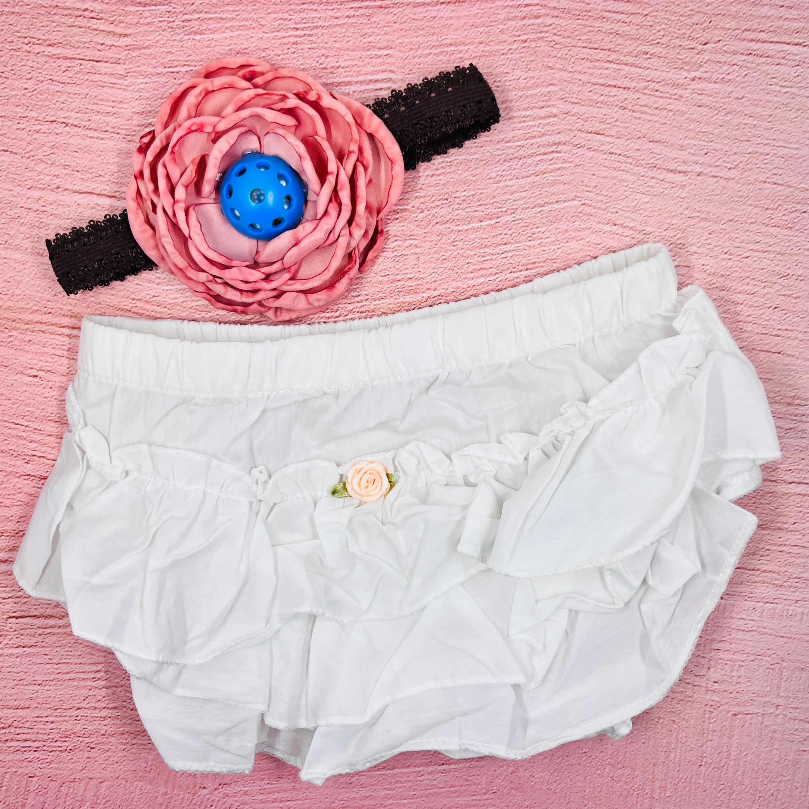 Pickleball Baby Headband And White Bloomer Set | Infant Pickleball Gift