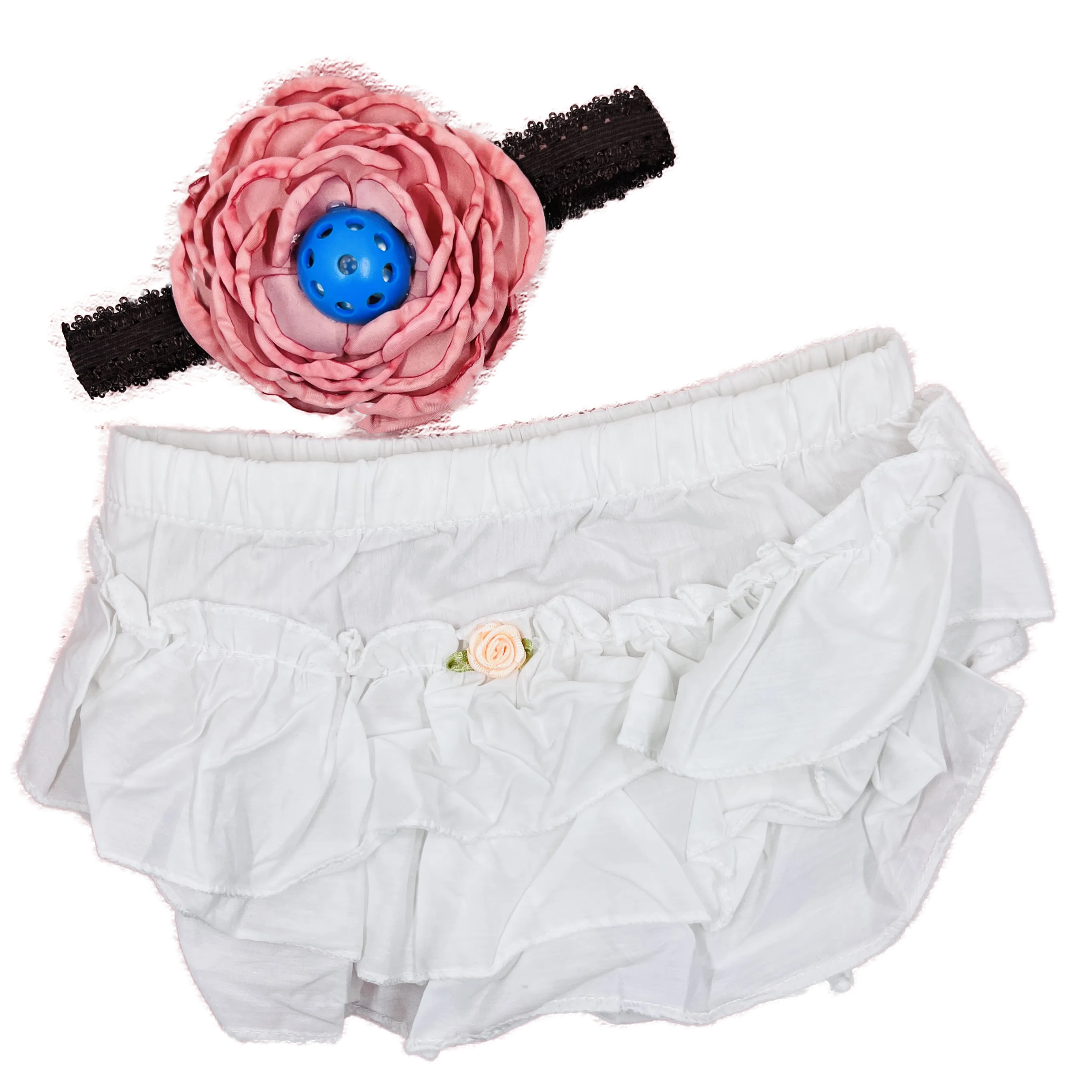 Pickleball Baby Headband And White Bloomer Set | Infant Pickleball Gift