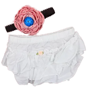 Pickleball Baby Headband And White Bloomer Set | Infant Pickleball Gift