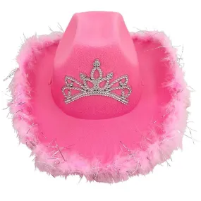 Pink Festival Cowboy Hat with Silver Tiara for Kids