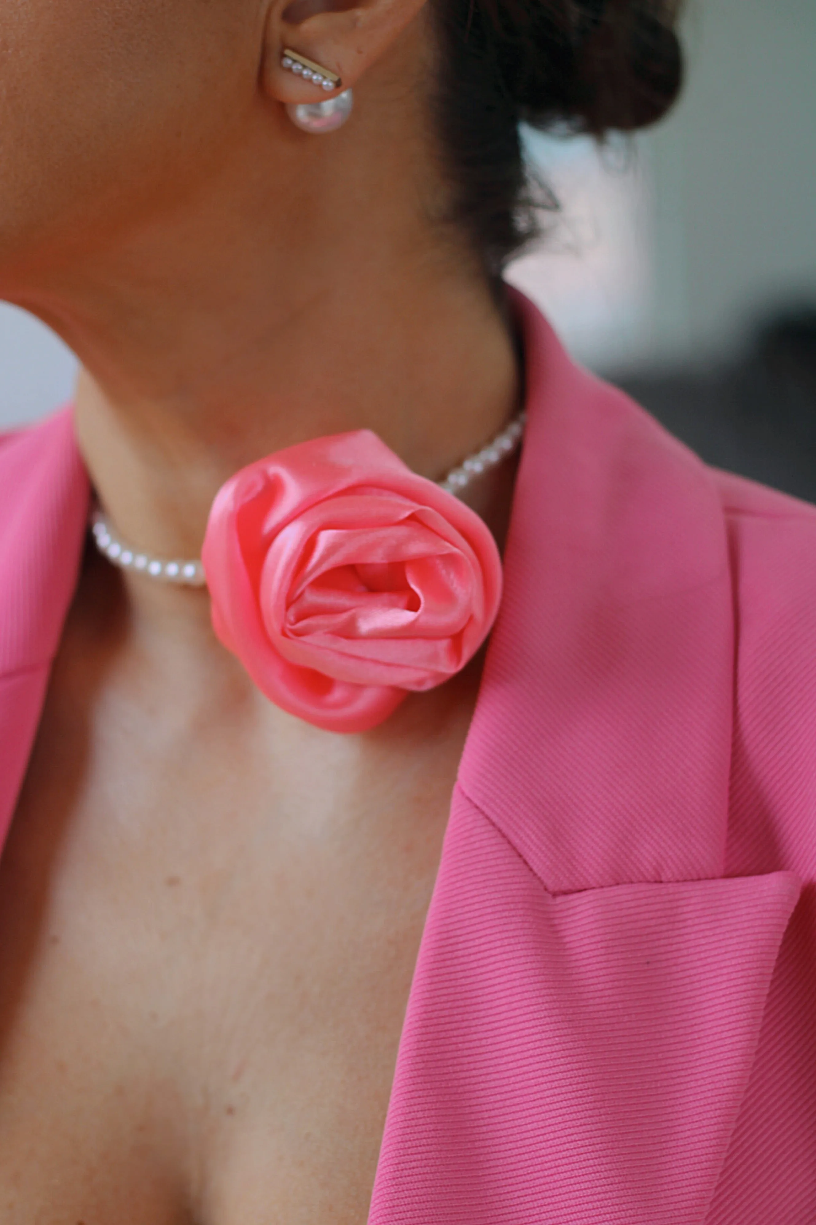 Pink Rose Pearl Choker