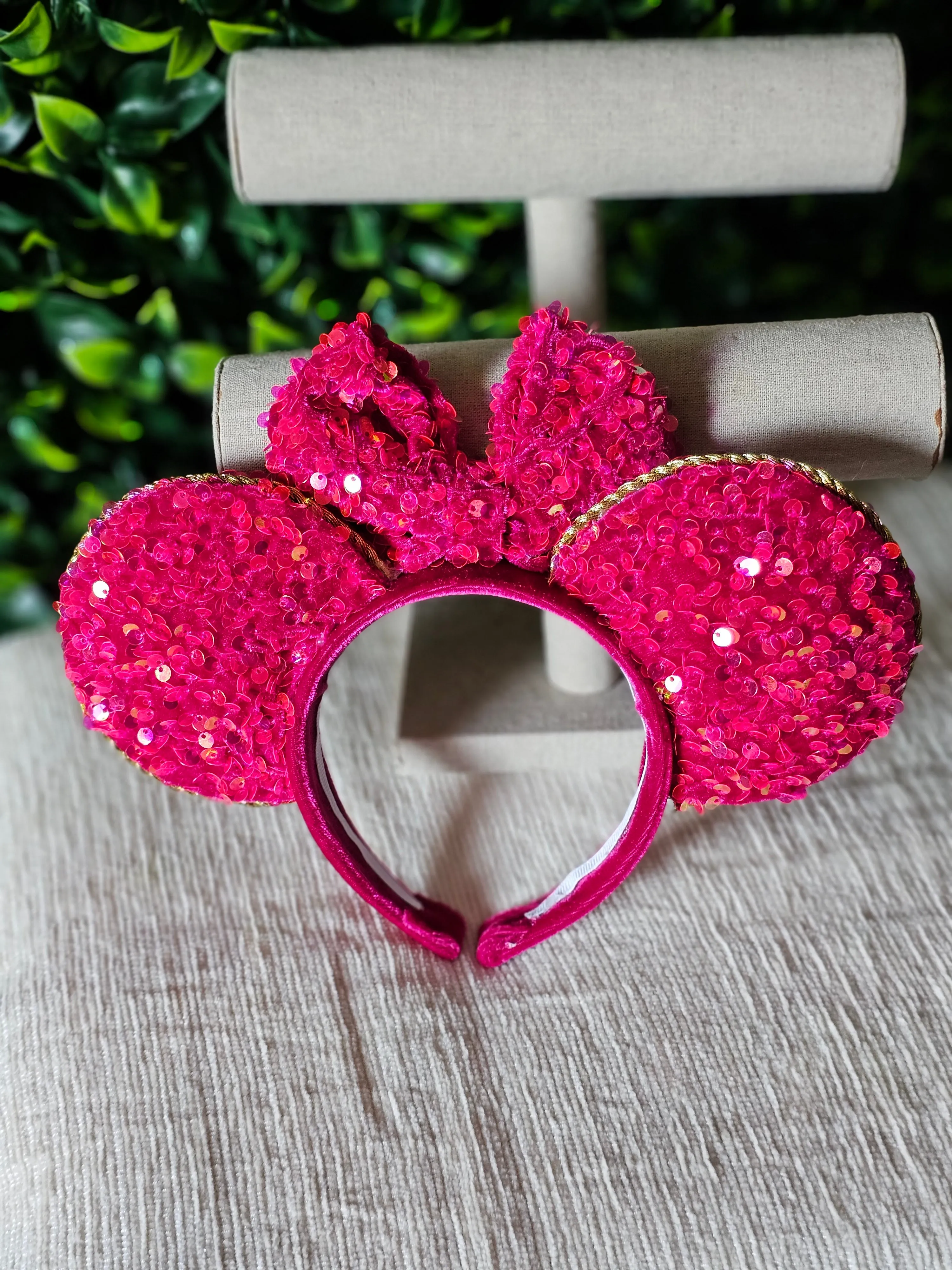 Pink sequins ear headband