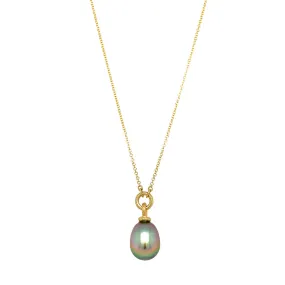 Pistachio Tahitian Pearl Yellow Gold Necklace - "Arcoíris"