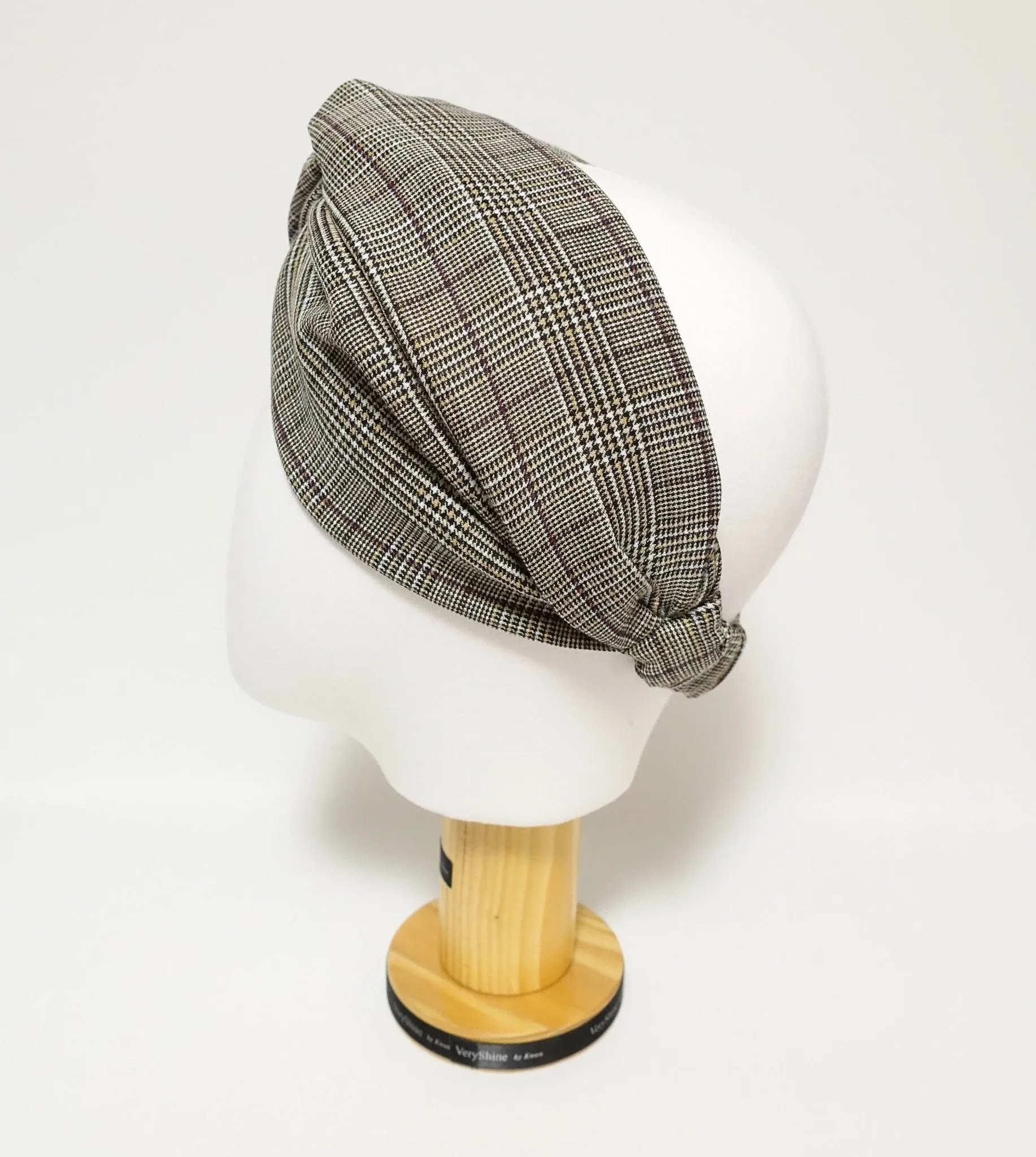 plaid check pattern front x twist fashion headband hair turban