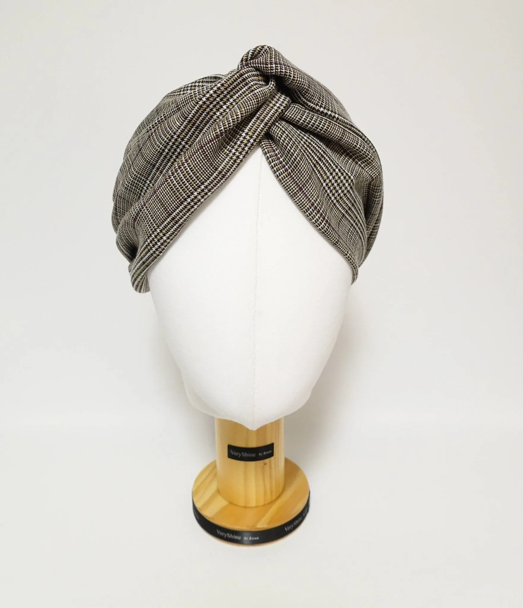 plaid check pattern front x twist fashion headband hair turban