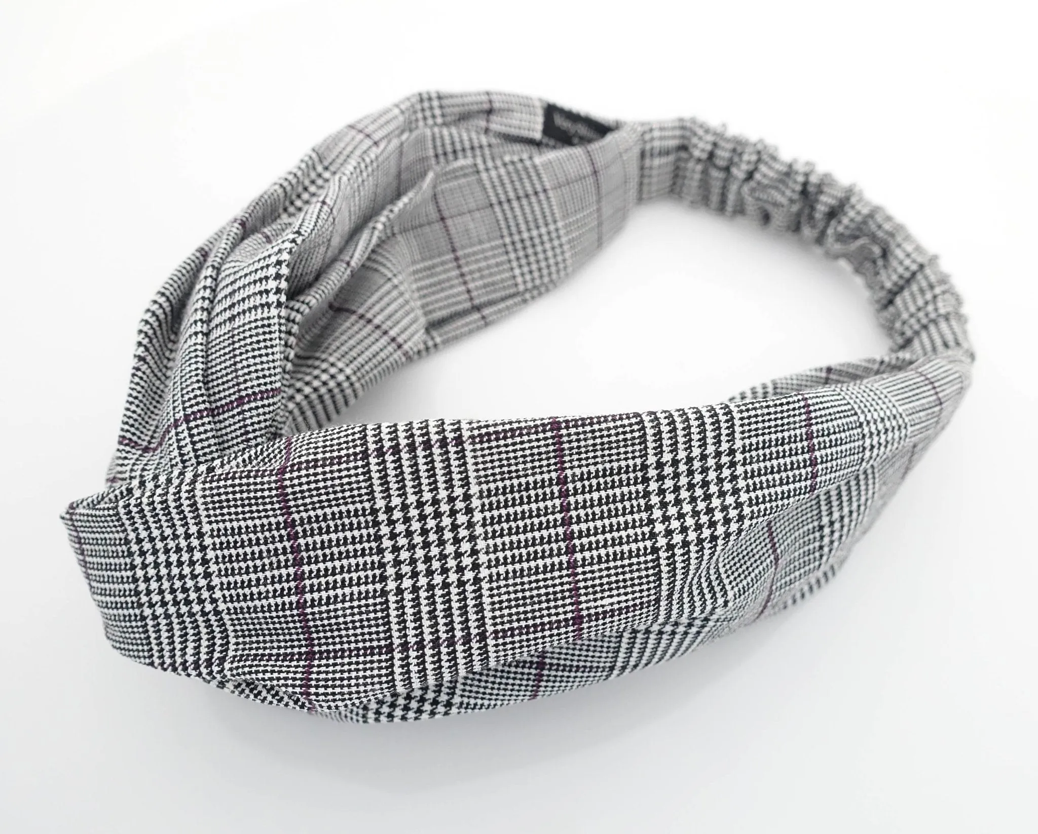 plaid check pattern front x twist fashion headband hair turban