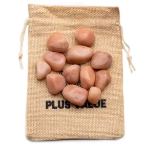 Plus Value Peach Moonstone Tumbled Pebbles Stone Reiki Healing Crystal Aura Chakra Vastu Feng Shui (100grams, Jute Bag)