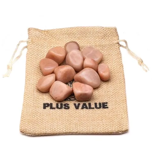 Plus Value Peach Moonstone Tumbled Pebbles Stone Reiki Healing Crystal Aura Chakra Vastu Feng Shui (100grams, Jute Bag)