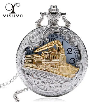 Pocket Watch Necklace Pendant Chain Unisex Gifts Clock cep saati