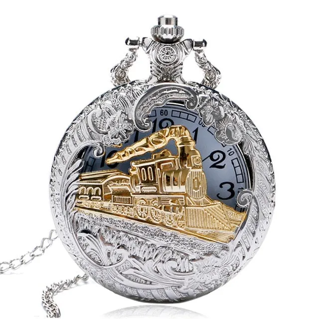 Pocket Watch Necklace Pendant Chain Unisex Gifts Clock cep saati