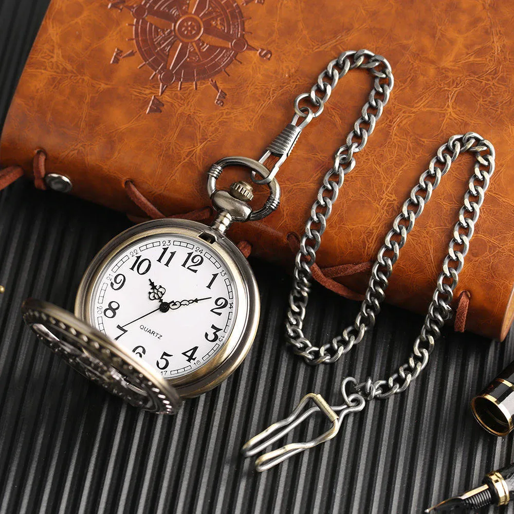 Pocket Watch Necklace Pendant Chain Unisex Gifts Clock cep saati