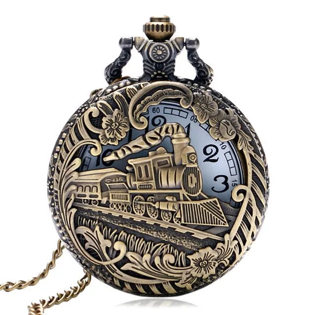 Pocket Watch Necklace Pendant Chain Unisex Gifts Clock cep saati