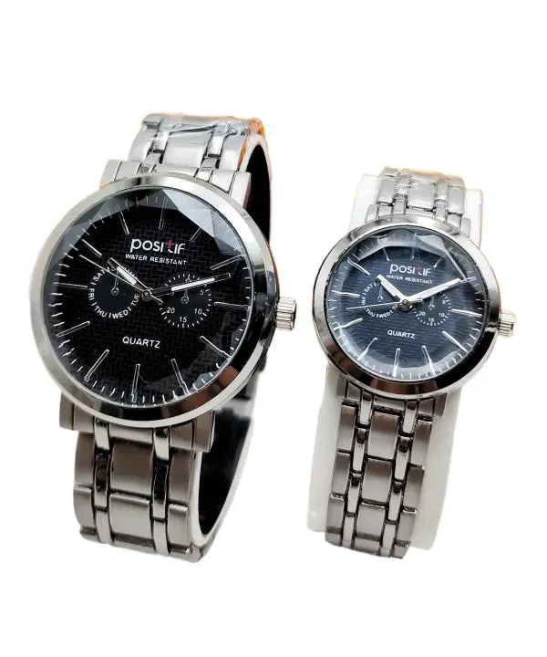 Positif Good Looking Dile Couple Watch With Steel Chain Watch