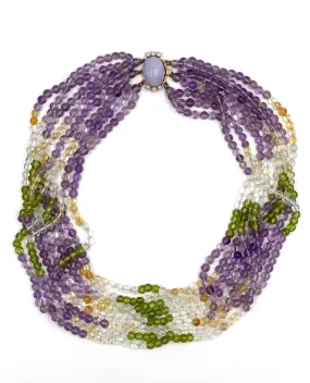 Pre-owned Multi Strand Colorful Necklace with Lavender Jade Clasp