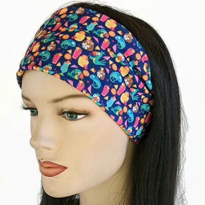 Premium, wide turban style comfy wide jersey knit headband, tropical holiday