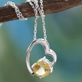 Promise of Love Indian Heart Jewelry Sterling Silver and Citrine Necklace