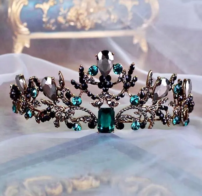 "Arwen" - Victorian Gothic Green Bridal Tiara