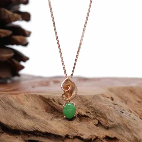 "Morning Glory" 18K Rose Gold Imperial Jadeite Jade Cabochon Necklace