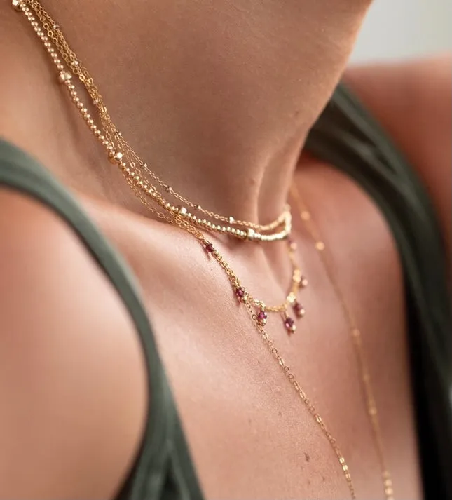 Rain Choker Necklace ~ Garnet