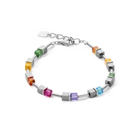 Rainbow and Hematite Cube Bracelet