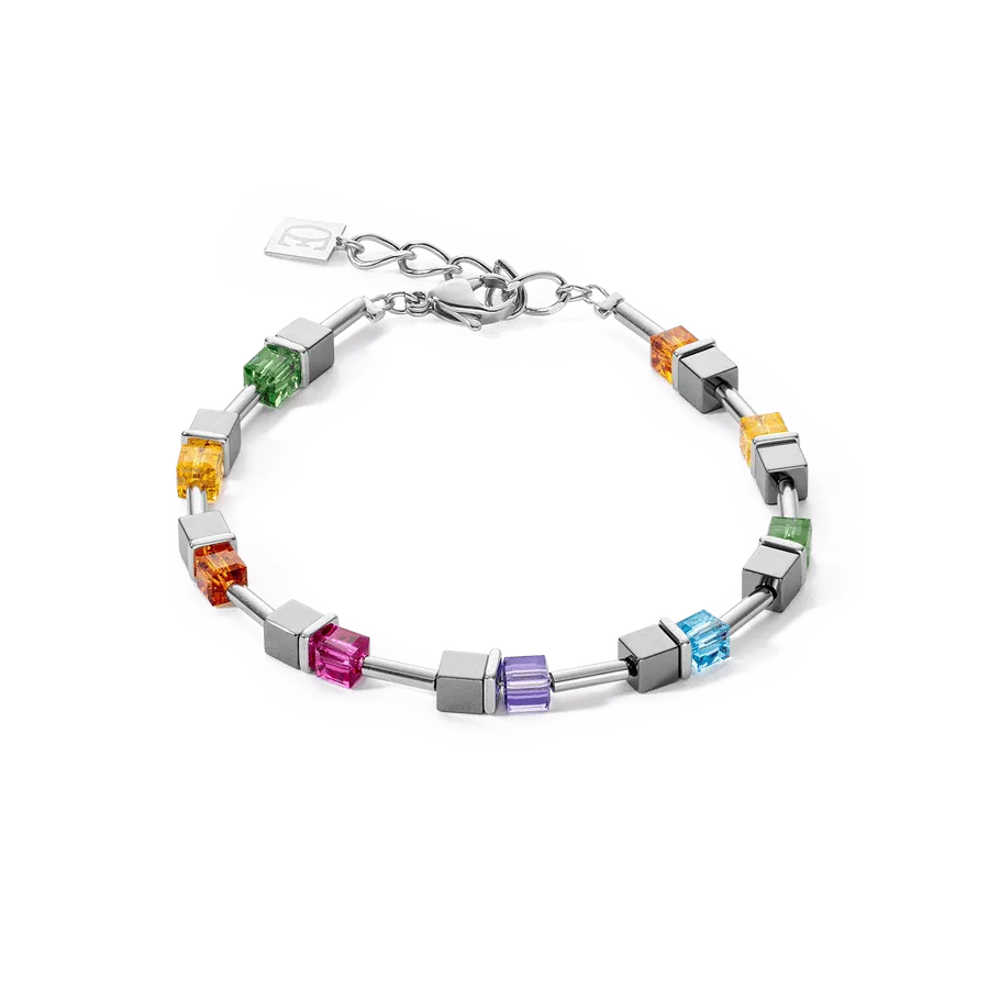 Rainbow and Hematite Cube Bracelet