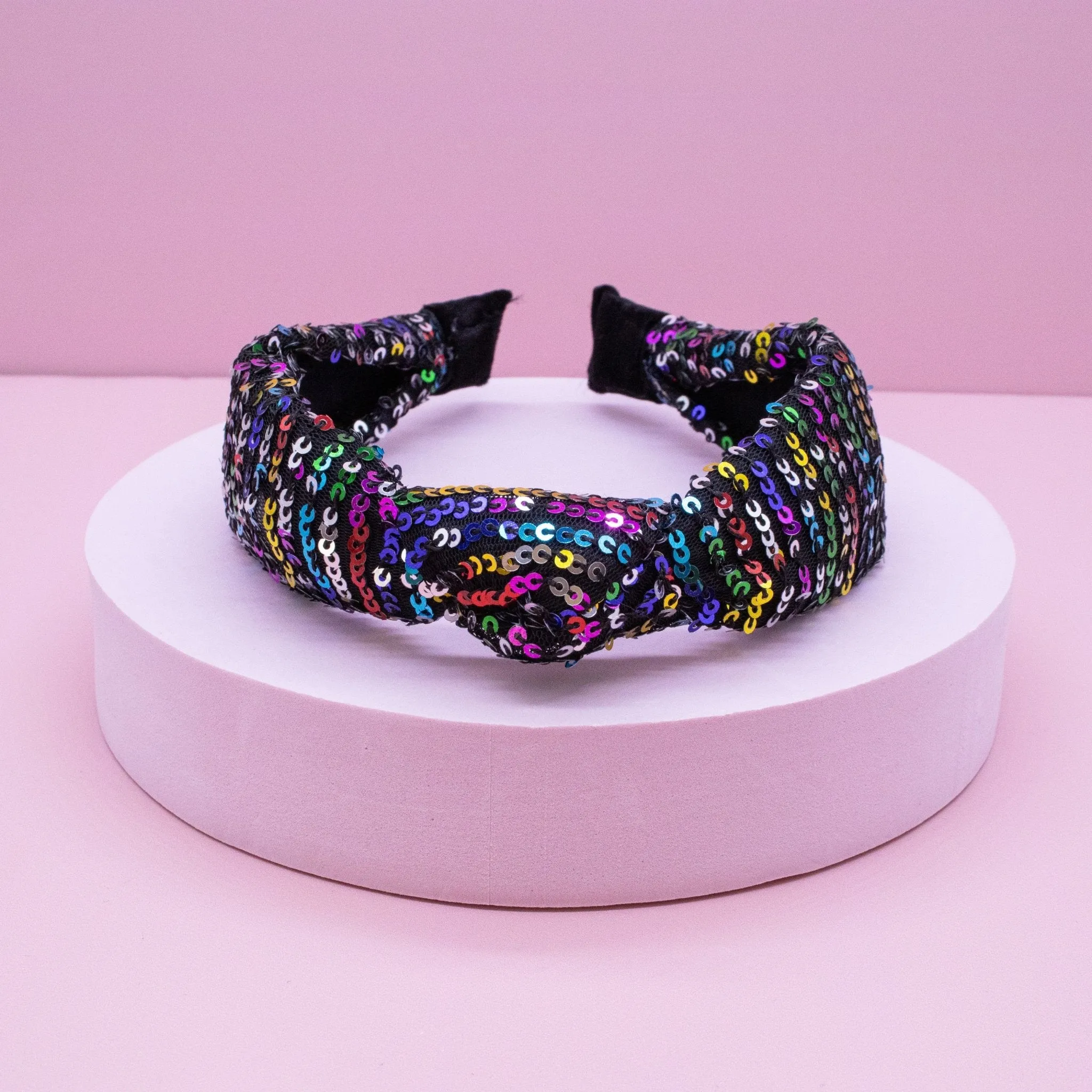 Rainbow Confetti Sequin Knot Headband