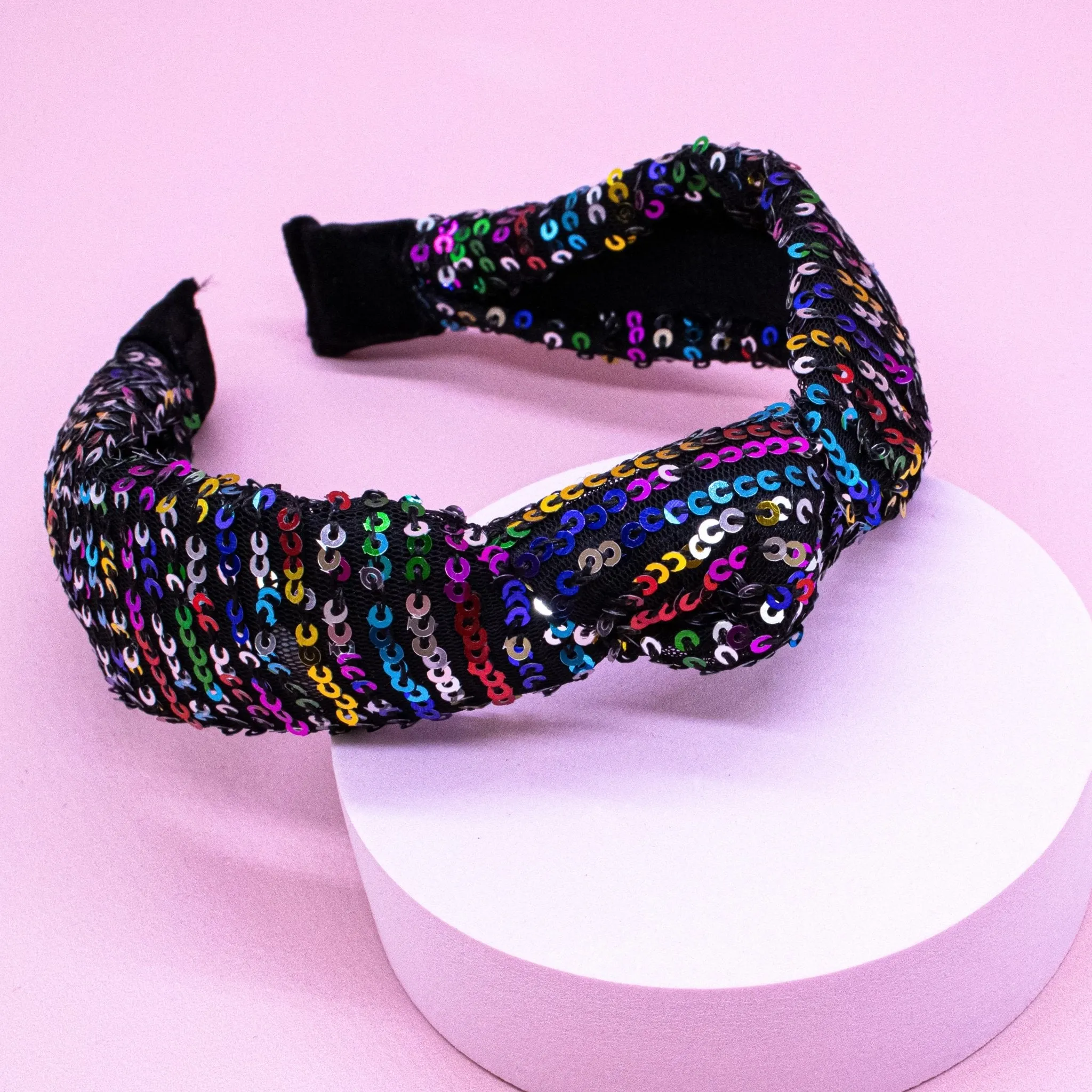 Rainbow Confetti Sequin Knot Headband