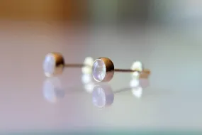 Rainbow Moonstone Earrings, Stud Earrings, Solid Gold Earrings, Lux Moonstone Earrings, Gemstone Earrings, 5mm Moonstone Earrings, Rainbow