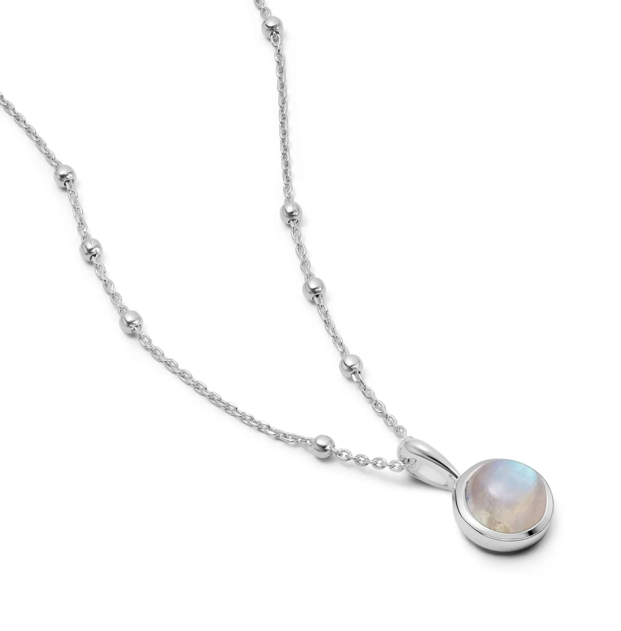 Rainbow Moonstone Healing Stone Necklace Sterling Silver