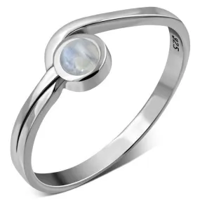 Rainbow Moonstone Silver Band Ring