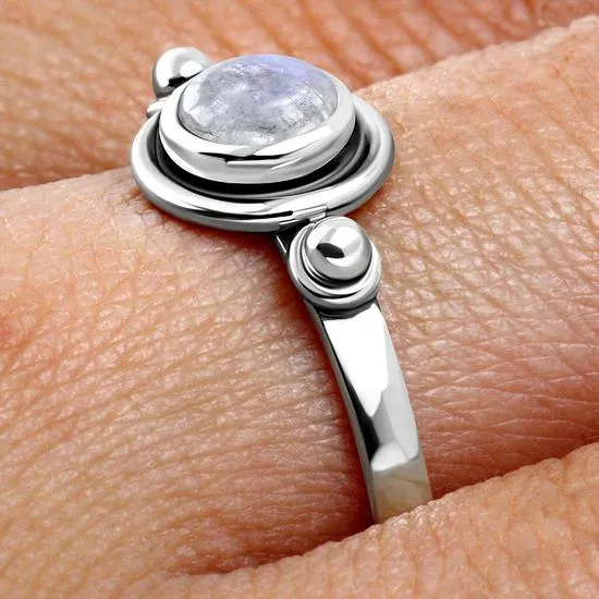 Rainbow Moonstone Silver Ring