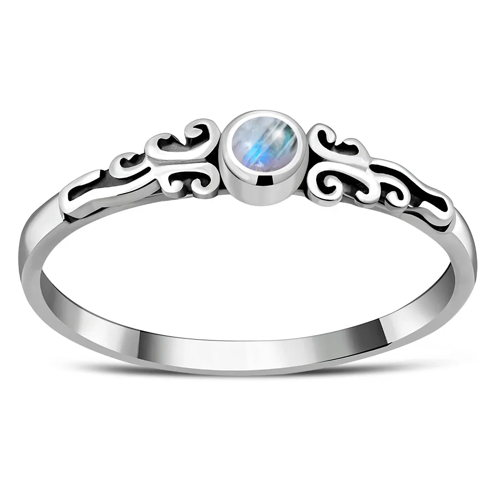 Rainbow Moonstone Sterling Silver Ring