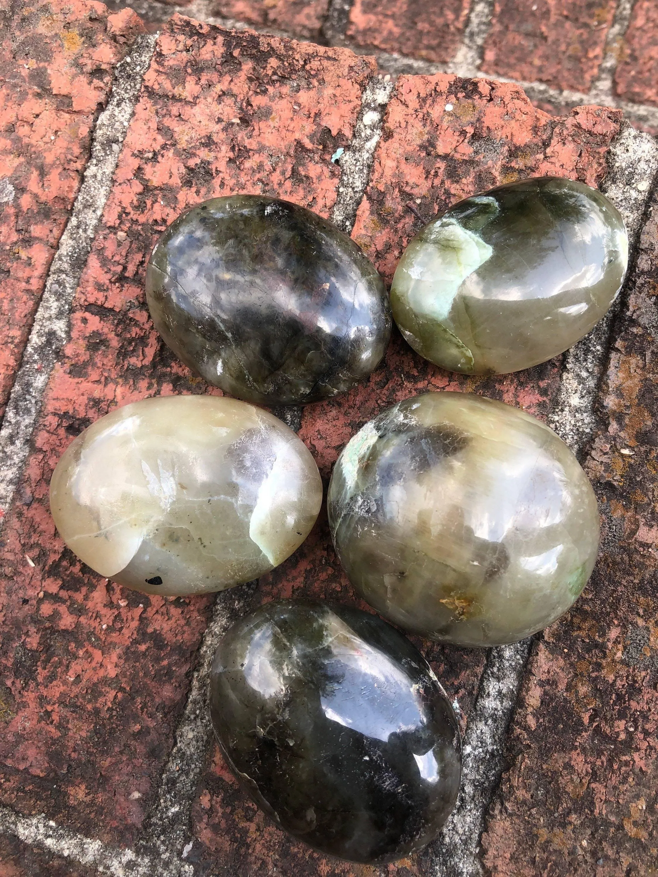 RARE Green Moonstone Palm Stone 2 1/2-3 Inch