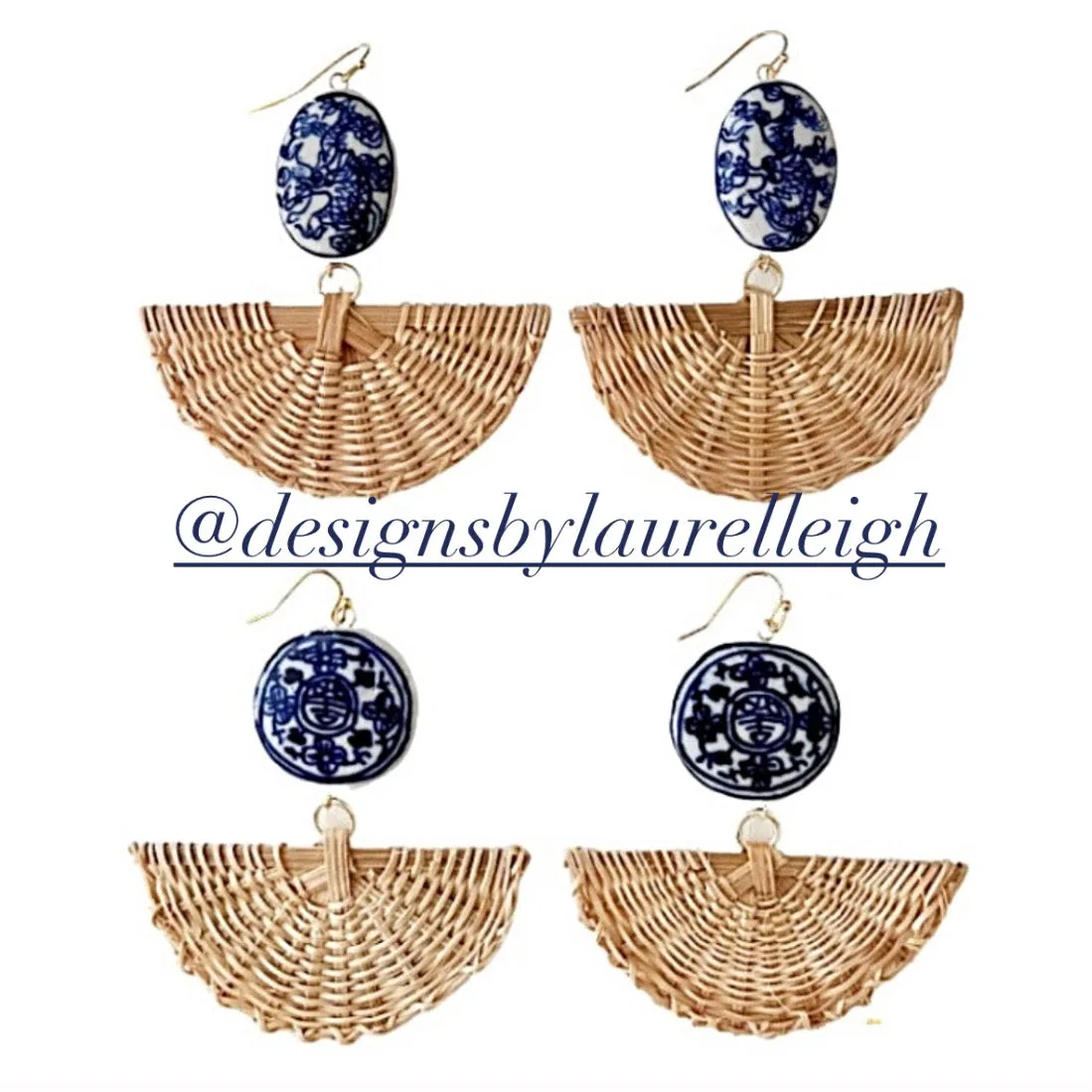 Rattan Chinoiserie Fan Earrings