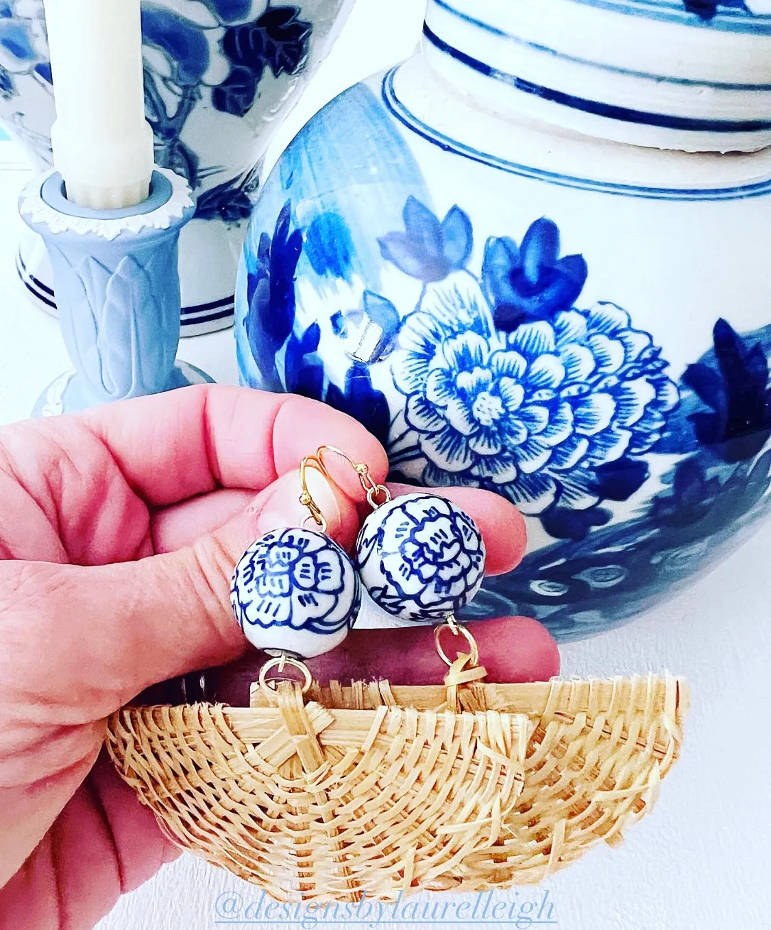 Rattan Chinoiserie Fan Earrings