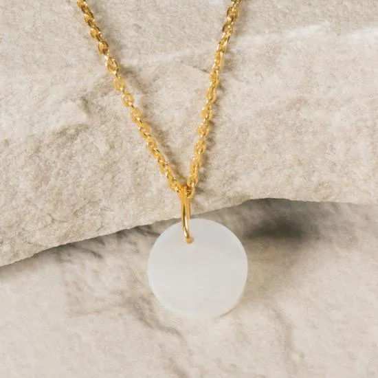 Raw Rainbow Moonstone Coin Necklace - Gold