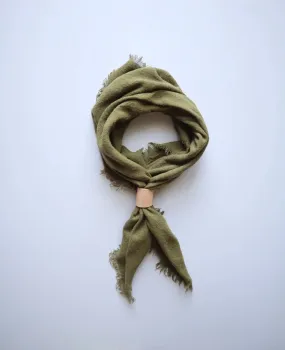 Raw Silk Bandana in Olive Green