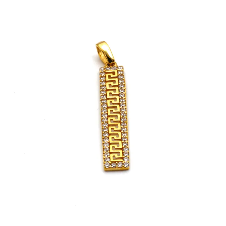 Real Gold Maze Hoop Luxury Stone Bar Pendant 0073 P 1783